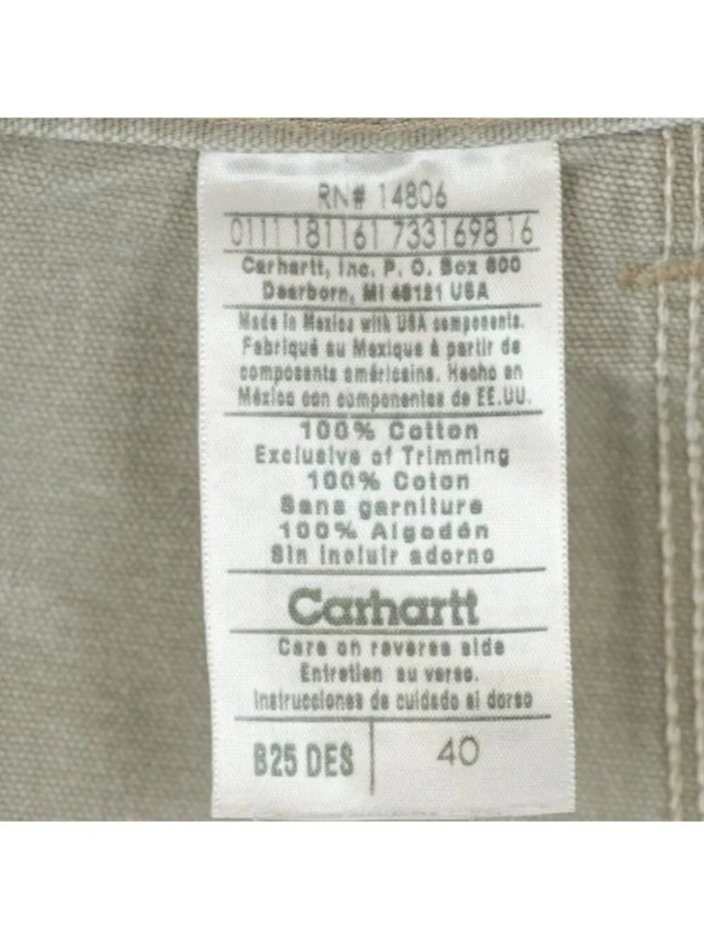 Carhartt Men's Size 40 Tan Cotton Flat Front Canvas Carpenter Work Shorts